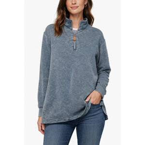 Jess Lea Quarter Zip Pullover L Heathered Green Tunic Sweatshirt
